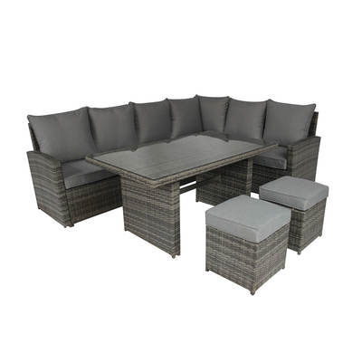 6 Seater Premium Rattan Dining Set - Grey by Charles Bentley - Charles