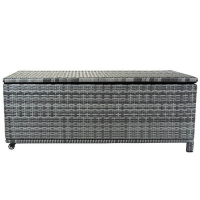 Rattan Garden Storage Box - Available In Grey And Natural (Colour: Grey